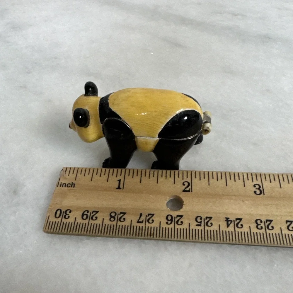 Vintage Monet Enamel Trinket Box Panda Figurine 2